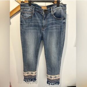 EUC- ANTHROPOLOGIE -DRIFTWOOD BRAND- BOHO COLETTE TASSEL JEANS